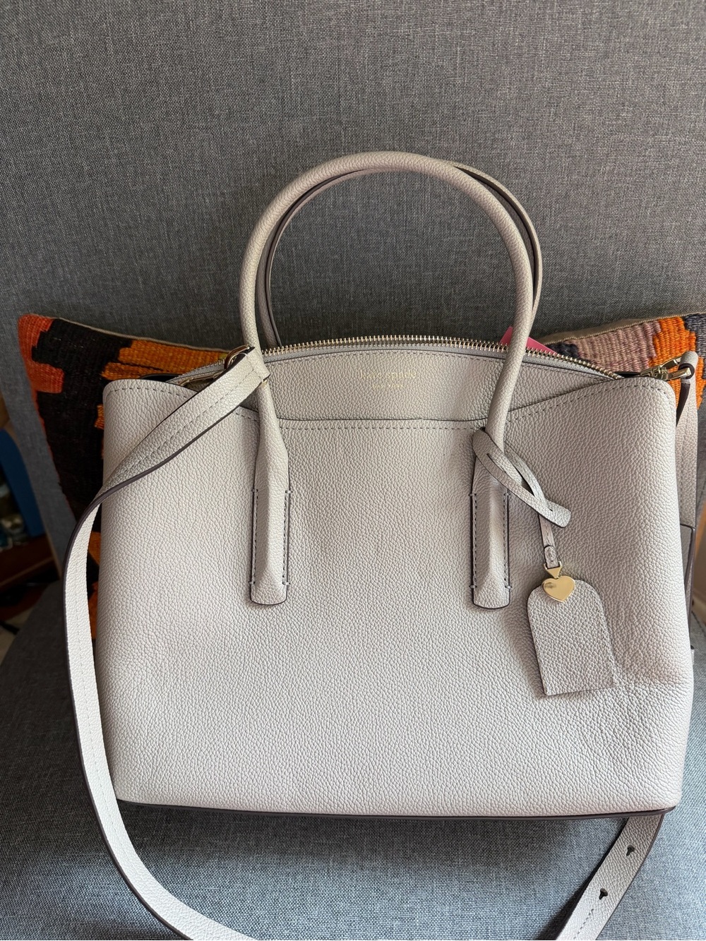 kate spade Pebbled Leather Satchel in Light Gray